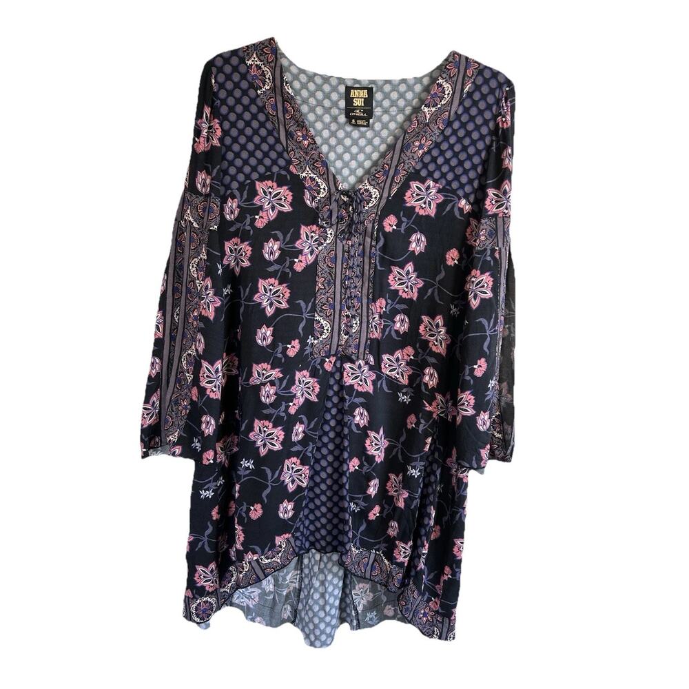 Anna Sui x O'Neill Dress Womens Viscose Boho Tunic Dress Floral Size Small